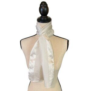 Silken Polyester Women Rectangle Scarf White Lightweight Accessory Made in Italy